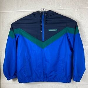 Members Only Men's Blue Pullover 1/4 Zip Windbreaker Jacket Size 2XL